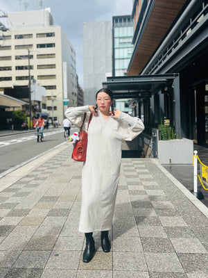 KOTONE V neck Sweat Dress Light Gray Vネックスウェットドレス　ライトグレー